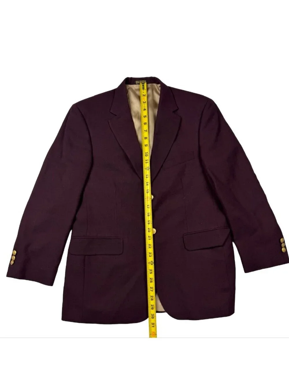 Stafford Men's Wool Blend 2-Button Gold Button Blazer Purple • 38S